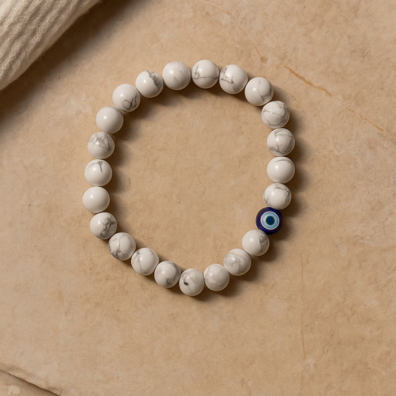 Certified Crystal Howlite Evil Eye Bracelet