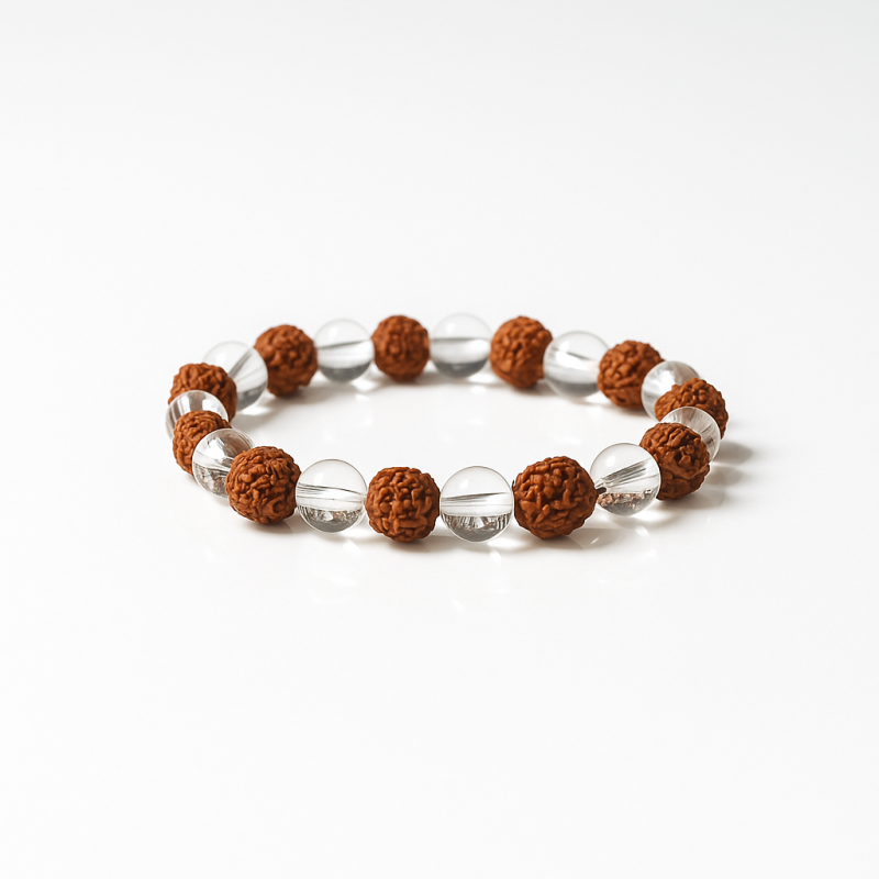 Shiva Rudraksh Rock Crystal Quartz Bracelet