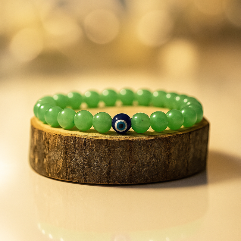 Natural Green Aventurine Evil Eye Quartz Bracelet