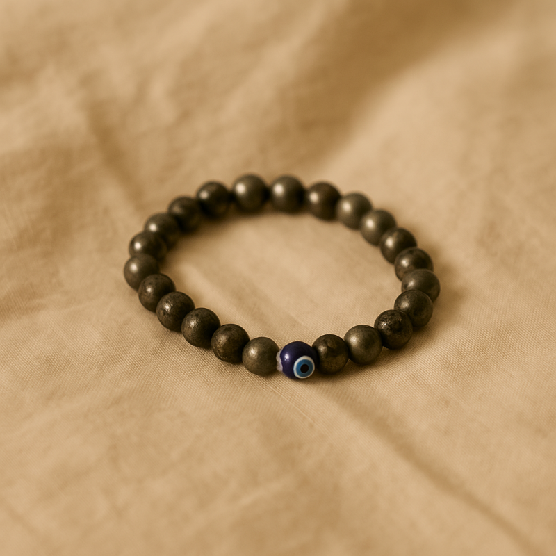 Natural Pyrite Evil Eye Bracelet