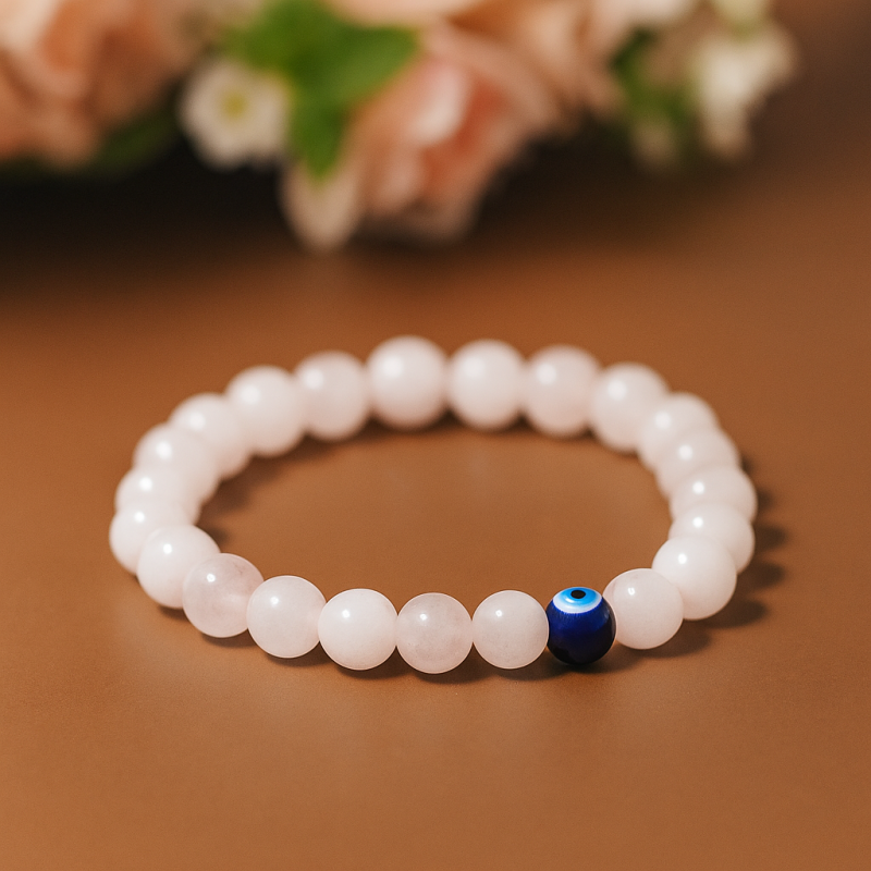 Rose Quartz Evil Eye Bracelet