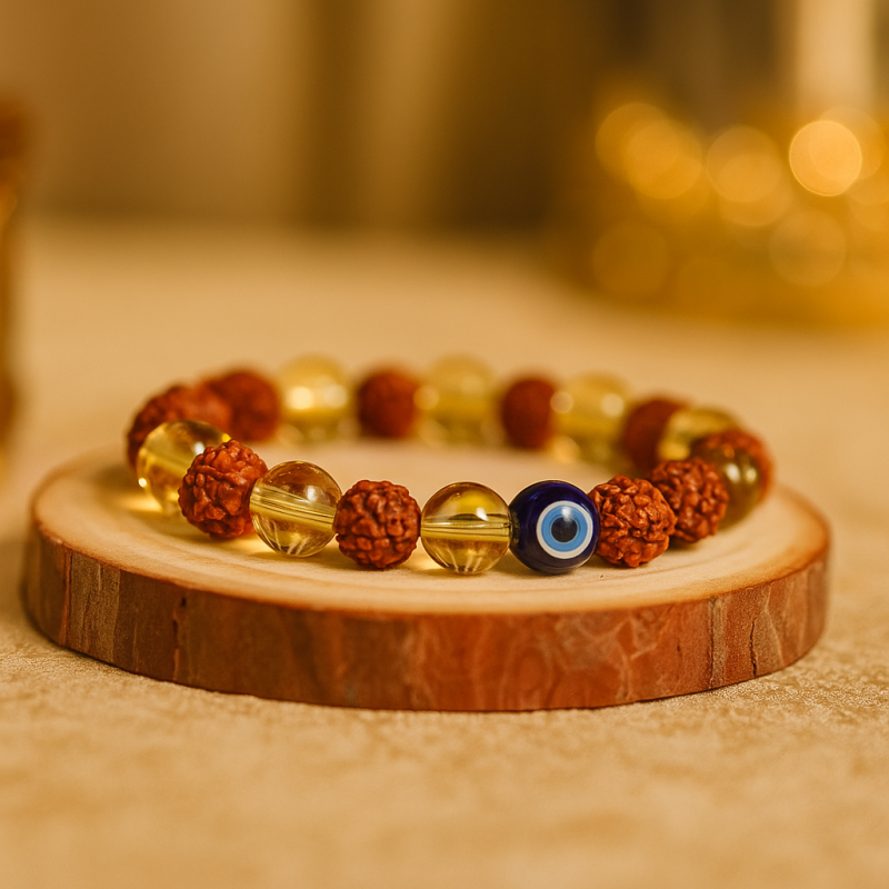 Natural Certified Citrine with Rudraksha Bracelet