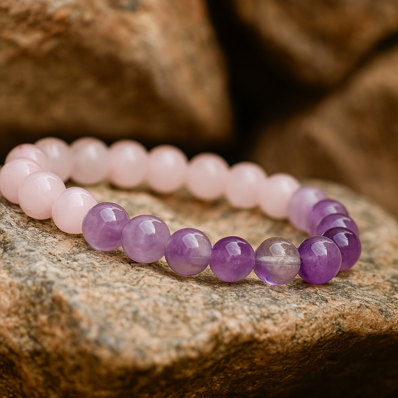 Natural Rose Quartz & Amethyst Energy Bracelet