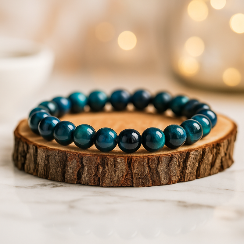 Natural Blue Tiger Cat’s Eye Bracelet